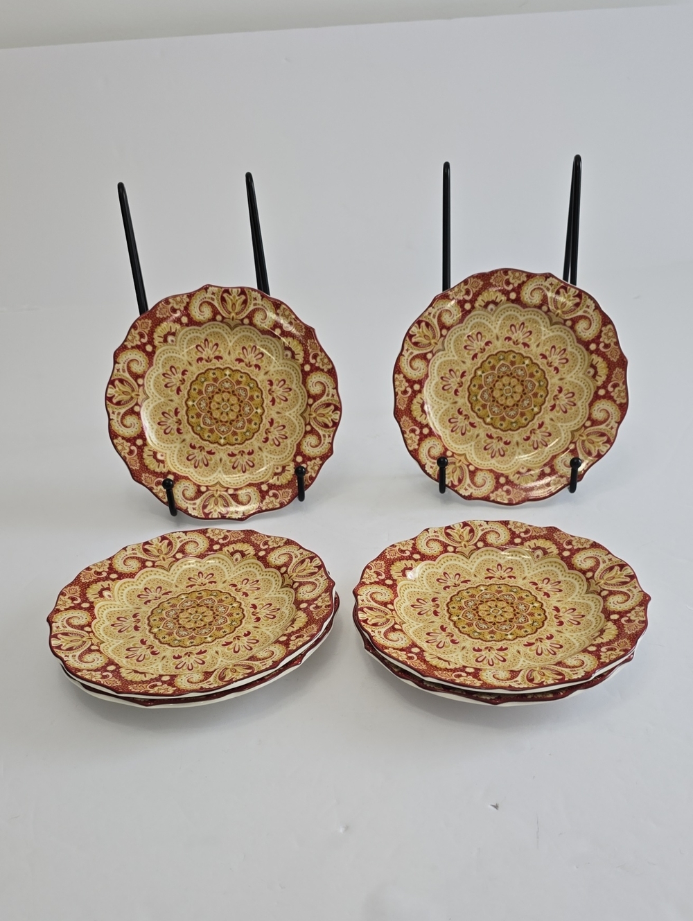 222 Fifth Set Of 6 Lyria Saffron Porcelain China Saucers